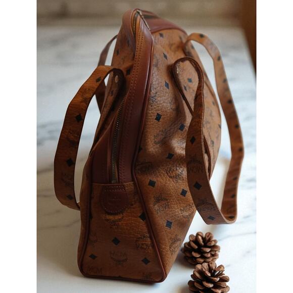Authentic MCM Visetos Vintage LG Dome Shoulder Bag Cognac Monogram MSRP $1,450 - Picture 13 of 16